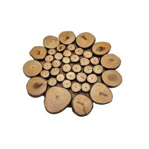 Handmade Wood Log Stick Cross Sectional 6.5" Round Trivet Coaster